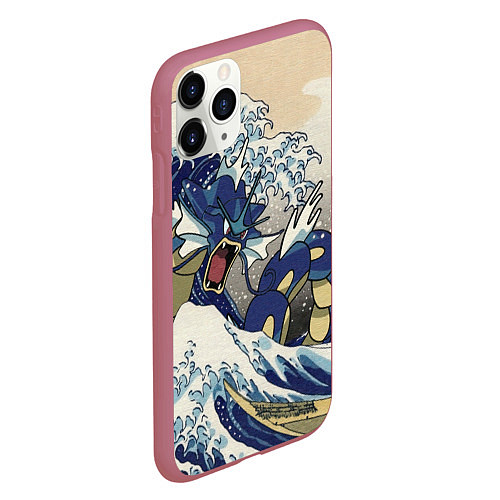 Чехол iPhone 11 Pro матовый Kanagawa wave - Gyarados / 3D-Малиновый – фото 2