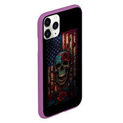 Чехол iPhone 11 Pro матовый Skull - USA, цвет: 3D-фиолетовый — фото 2