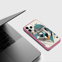 Чехол iPhone 11 Pro матовый Три человека авангард, цвет: 3D-малиновый — фото 2