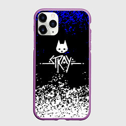 Чехол iPhone 11 Pro матовый Stray cat game краски, цвет: 3D-фиолетовый