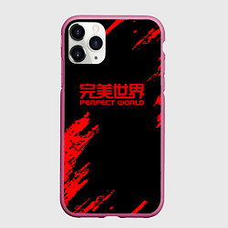 Чехол iPhone 11 Pro матовый Perfectworld красные краски, цвет: 3D-малиновый