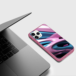 Чехол iPhone 11 Pro матовый Пластичная абстракция, цвет: 3D-малиновый — фото 2
