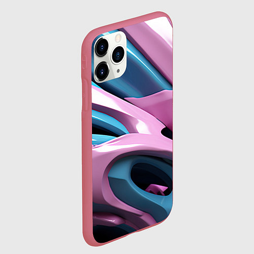 Чехол iPhone 11 Pro матовый Пластичная абстракция / 3D-Малиновый – фото 2