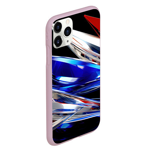 Чехол iPhone 11 Pro матовый Белая синяя красная острая абстракция / 3D-Розовый – фото 2