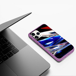 Чехол iPhone 11 Pro матовый Белая синяя красная острая абстракция, цвет: 3D-фиолетовый — фото 2