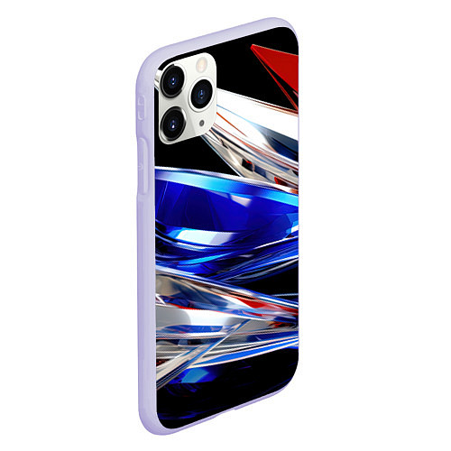 Чехол iPhone 11 Pro матовый Белая синяя красная острая абстракция / 3D-Светло-сиреневый – фото 2