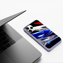 Чехол iPhone 11 Pro матовый Белая синяя красная острая абстракция, цвет: 3D-светло-сиреневый — фото 2