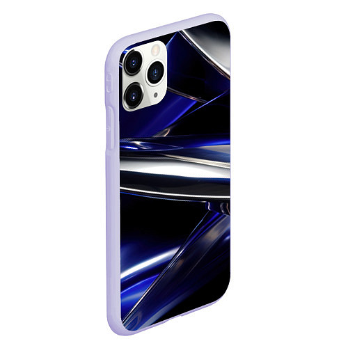 Чехол iPhone 11 Pro матовый Синие и серебреные абстрактные полосы / 3D-Светло-сиреневый – фото 2