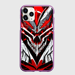 Чехол iPhone 11 Pro матовый Агрессивный череп белый и красный, цвет: 3D-фиолетовый