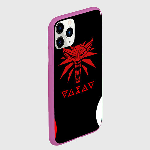 Чехол iPhone 11 Pro матовый Ведьмак лого охотник / 3D-Фиолетовый – фото 2