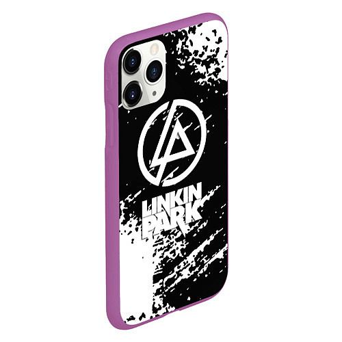 Чехол iPhone 11 Pro матовый Linkin park logo краски текстура / 3D-Фиолетовый – фото 2