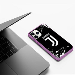 Чехол iPhone 11 Pro матовый Juventus краски белые, цвет: 3D-фиолетовый — фото 2