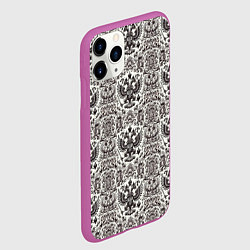 Чехол iPhone 11 Pro матовый Паттерн герба России на белом фоне, цвет: 3D-фиолетовый — фото 2