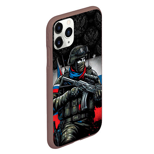 Чехол iPhone 11 Pro матовый Русский солдат / 3D-Коричневый – фото 2