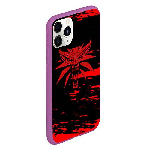 Чехол iPhone 11 Pro матовый The witcher лого ведьмака краски / 3D-Фиолетовый – фото 2