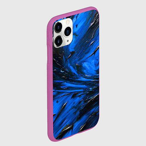 Чехол iPhone 11 Pro матовый Чёрная и синяя субстанция / 3D-Фиолетовый – фото 2