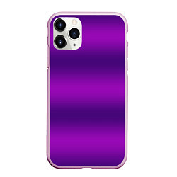 Чехол iPhone 11 Pro матовый Неоновый сливовый с полосами, цвет: 3D-розовый