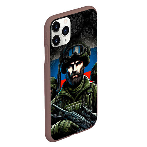 Чехол iPhone 11 Pro матовый Русский солдат / 3D-Коричневый – фото 2