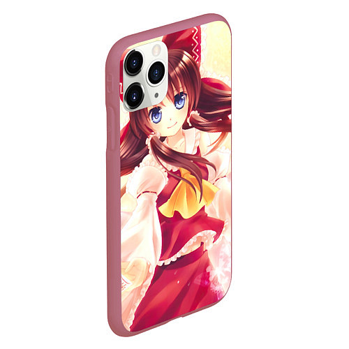 Чехол iPhone 11 Pro матовый Touhou Project Рейму улыбается / 3D-Малиновый – фото 2