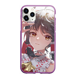 Чехол iPhone 11 Pro матовый Touhou Project Рейму улыбка, цвет: 3D-фиолетовый