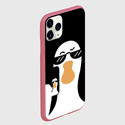 Чехол iPhone 11 Pro матовый Гусь делает селфи, цвет: 3D-малиновый — фото 2