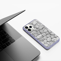 Чехол iPhone 11 Pro матовый Каменная стена текстура, цвет: 3D-светло-сиреневый — фото 2