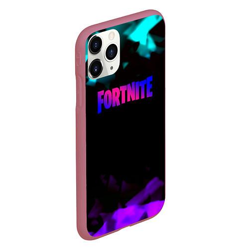 Чехол iPhone 11 Pro матовый Fortnite neon geometry / 3D-Малиновый – фото 2