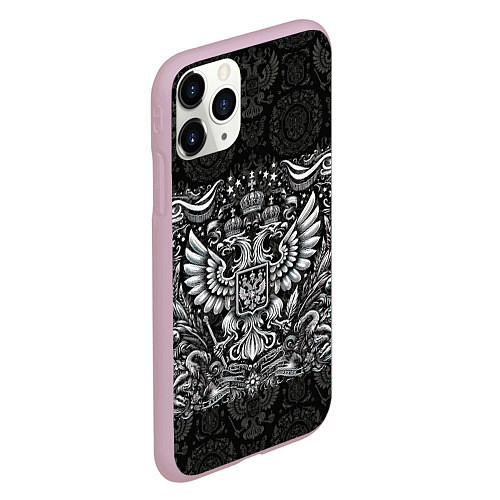 Чехол iPhone 11 Pro матовый Белый герб России / 3D-Розовый – фото 2