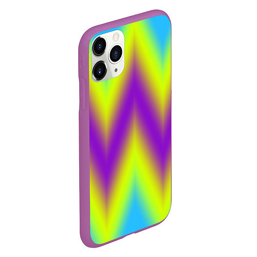 Чехол iPhone 11 Pro матовый Неоновый зигзаг / 3D-Фиолетовый – фото 2