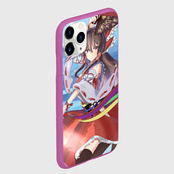 Чехол iPhone 11 Pro матовый Touhou Project Рейму улыбка, цвет: 3D-фиолетовый — фото 2