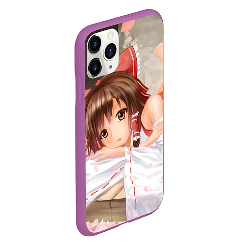 Чехол iPhone 11 Pro матовый Touhou Project Рейму милая / 3D-Фиолетовый – фото 2