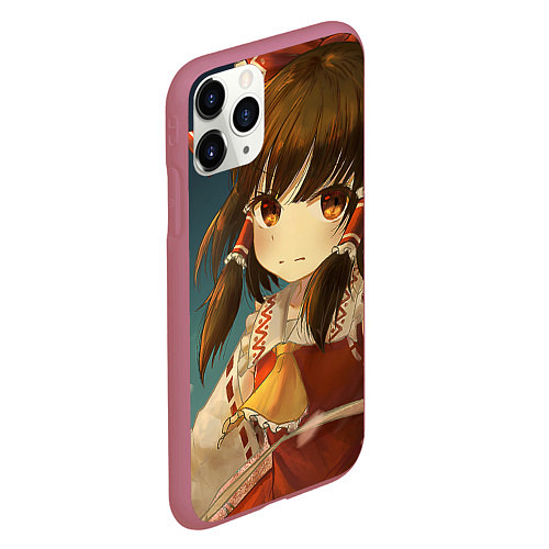 Чехол iPhone 11 Pro матовый Touhou Project Рейму fight / 3D-Малиновый – фото 2