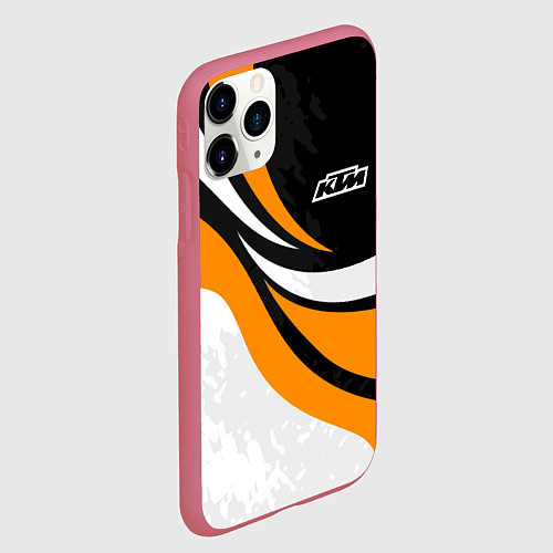 Чехол iPhone 11 Pro матовый КТМ - оранжевые вставки / 3D-Малиновый – фото 2