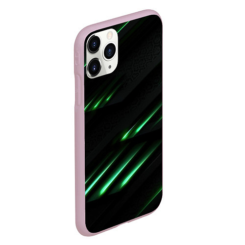 Чехол iPhone 11 Pro матовый Спортивный черно-зеленый стиль / 3D-Розовый – фото 2