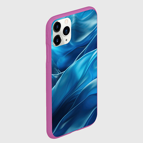 Чехол iPhone 11 Pro матовый Синие абстрактные волны / 3D-Фиолетовый – фото 2
