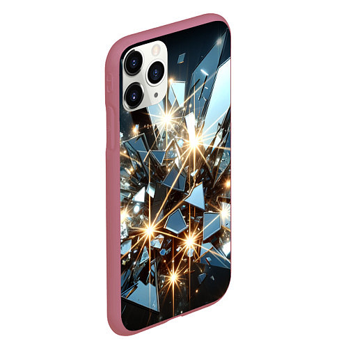 Чехол iPhone 11 Pro матовый Текстура с осколками / 3D-Малиновый – фото 2