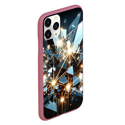 Чехол iPhone 11 Pro матовый Текстура с осколками, цвет: 3D-малиновый — фото 2