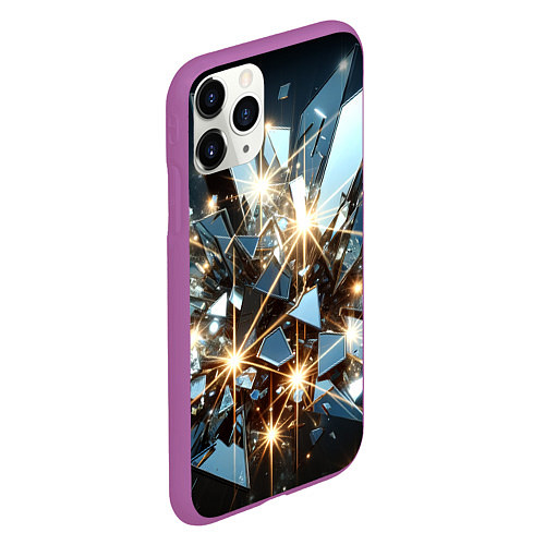 Чехол iPhone 11 Pro матовый Текстура с осколками / 3D-Фиолетовый – фото 2
