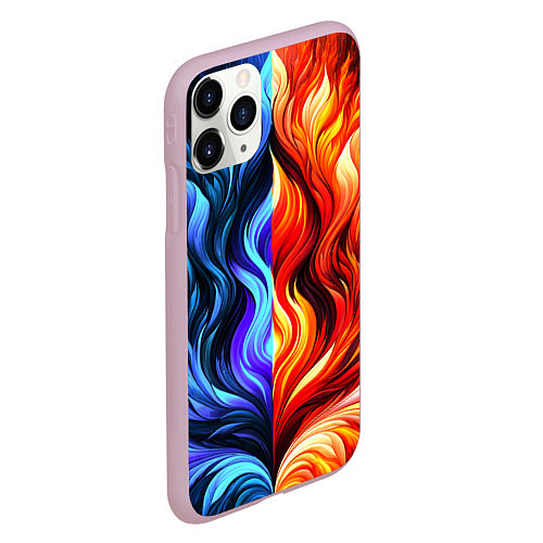 Чехол iPhone 11 Pro матовый Два огня / 3D-Розовый – фото 2