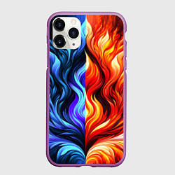 Чехол iPhone 11 Pro матовый Два огня, цвет: 3D-фиолетовый
