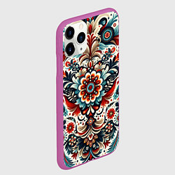 Чехол iPhone 11 Pro матовый Словенский паттерн, цвет: 3D-фиолетовый — фото 2