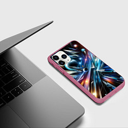 Чехол iPhone 11 Pro матовый Космос - футуризм, цвет: 3D-малиновый — фото 2