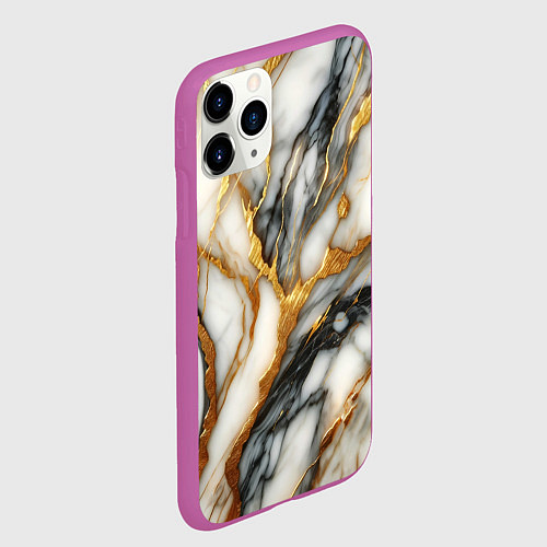 Чехол iPhone 11 Pro матовый Мрамор - текстура / 3D-Фиолетовый – фото 2