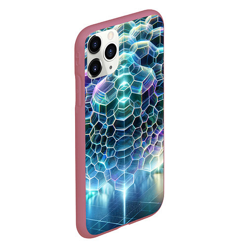 Чехол iPhone 11 Pro матовый Пузыри / 3D-Малиновый – фото 2