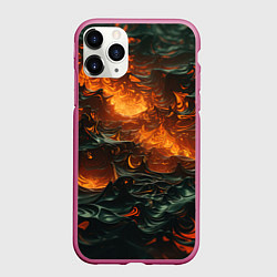Чехол iPhone 11 Pro матовый Оранжевая лава, цвет: 3D-малиновый