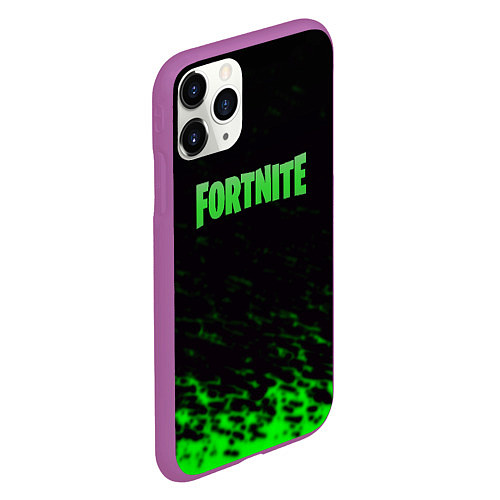 Чехол iPhone 11 Pro матовый Fortnite краски зелёные / 3D-Фиолетовый – фото 2