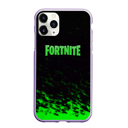 Чехол iPhone 11 Pro матовый Fortnite краски зелёные, цвет: 3D-светло-сиреневый