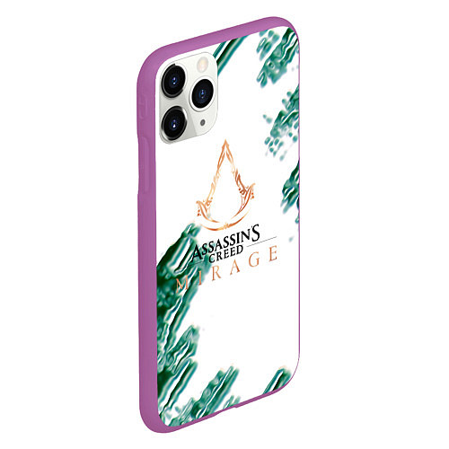 Чехол iPhone 11 Pro матовый Assasins creed mirage game pattern / 3D-Фиолетовый – фото 2