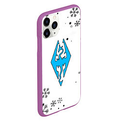 Чехол iPhone 11 Pro матовый Skyrim logo winter, цвет: 3D-фиолетовый — фото 2