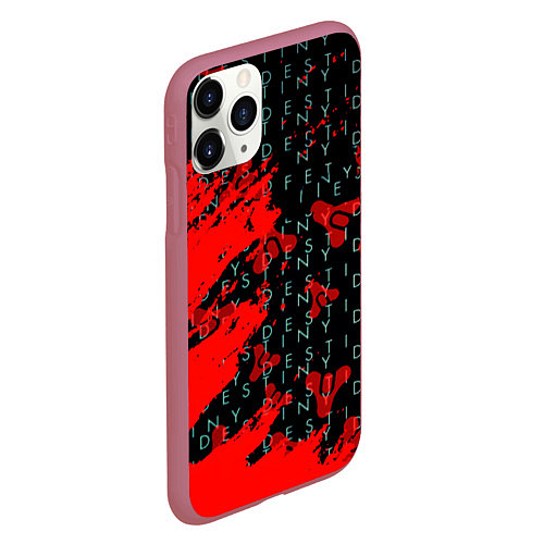 Чехол iPhone 11 Pro матовый Destiny краски надписи текстура / 3D-Малиновый – фото 2